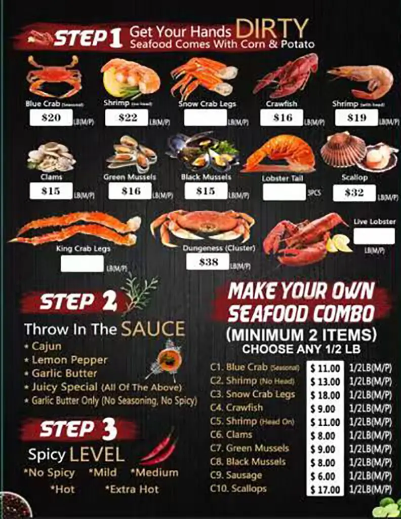 Red crab store juicy seafood menu